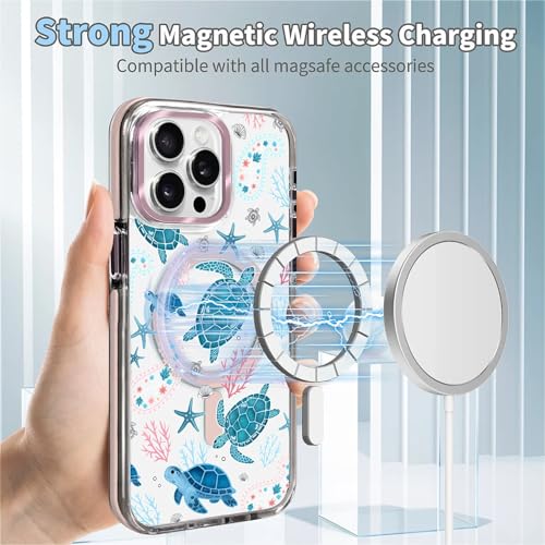 VisEnt Clear Case for iPhone 15 Pro Max, Magnetic Phone Case, Transparent Slim Cover, Military Grade Protection, Shockproof, Anti-Yellowing, Scratch Resistant, Sea Turtle Paisley - color: Sea Turtle Paisley, size: Iphone 15 Pro Max
