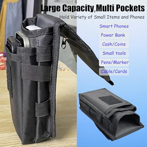 Dual Phone Holster with Belt Clip,Large Belt Smartphone Pouch for Men,Tactical Waist Cellphone Holder,Multi-Function Compatibility Mobilephone Case for Daily Use,Outdoor Activity,Hiking,Camping