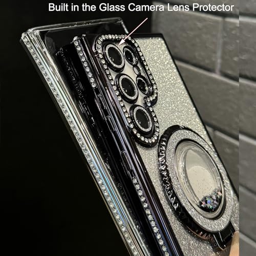Changjia for Samsung Galaxy S26 Ultra Glitter Kickstand Case,Cute Bling Sparkly Diamond Rhinestone with Camera Lens Protector Liquid Ring Stand Women Girls Clear Phone Case for Galaxy S26 Ultra,Silver - color: Silver