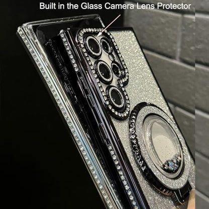 Changjia for Samsung Galaxy S26 Ultra Glitter Kickstand Case,Cute Bling Sparkly Diamond Rhinestone with Camera Lens Protector Liquid Ring Stand Women Girls Clear Phone Case for Galaxy S26 Ultra,Silver - color: Silver