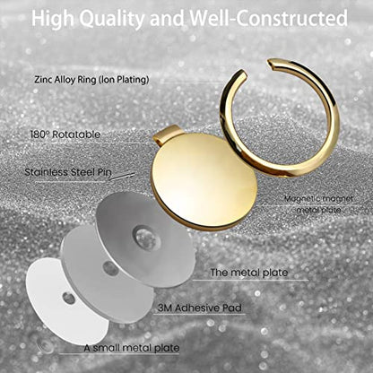 Metal Cell Phone Ring Holder Finger Ring Stand, 360 Degree Rotation Ring Kickstand Grip Holder for Magnetic Car Mount, Gold - color: Gold