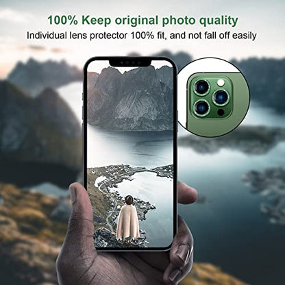 Jeluse [3X2 Pack Designed for iPhone 13 Pro/iPhone 13 Pro Max Camera Lens Protector, 9H Tempered Glass Screen Protector Cover [Alignment Kit Eazy installation] Metal Individual Ring