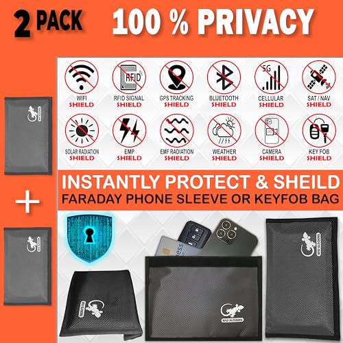 Faraday Bag Anti-Tracking GPS RFID Car Key Signal Blocker Wallet Shielding Pouch Protective Case for Cell Phone Car Key FOB, Data Privacy, Electronic Device Security (2 PACK - POCKET GRAY) - color: 2 PACK - POCKET GRAY
