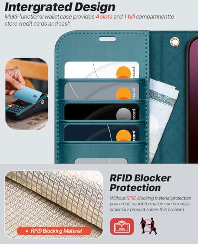 OCASE for iPhone 16 Pro Max Case Detachable Wallet Case with Card Holder, 2 in 1 Pu Leather Flip Folio with RFID Blocking Stand Wrist Strap Shockproof Phone Cover 6.9 Inch 2024, Peacock Blue - color: Peacock Blue, size: iPhone 16 Pro Max