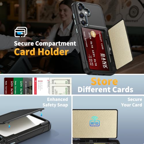 Vofolen for Samsung Galaxy S25 Case Wallet with Card Holder RFID Blocking | 2 Card Slots Heavy Duty Shockproof Drop Protective Flip Slim Pocket Cover for Samsung S25 Case for Men Women-Black - size: For Samsung Galaxy S25