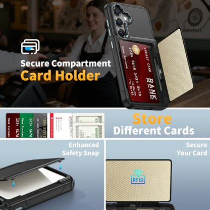 Vofolen for Samsung Galaxy S25 Case Wallet with Card Holder RFID Blocking | 2 Card Slots Heavy Duty Shockproof Drop Protective Flip Slim Pocket Cover for Samsung S25 Case for Men Women-Black - size: For Samsung Galaxy S25