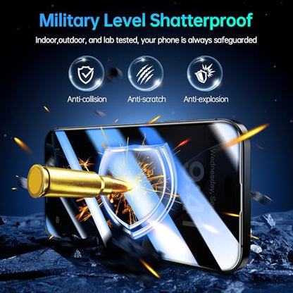 2 Pack for iPhone 16 Plus Privacy Screen Protector 6.7 inch, [Military Grade Shatterproof] 9H Tempered Glass Protective Film, Fast & Easy Installation, Auto Alignment, Auto Dust-Elimination - size: iPhone 16 Plus