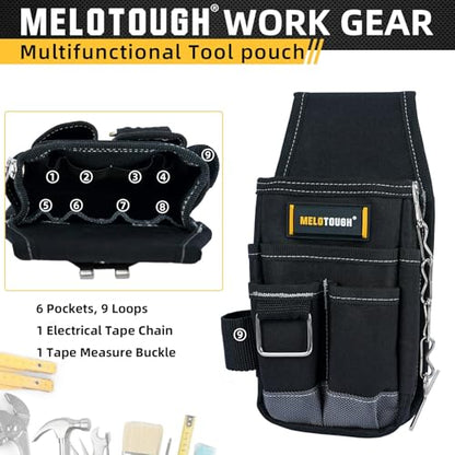 MELOTOUGH Pocket Tool Pouch Tool Belt Pouches with Belt Clip Utility Mini Tool Organizer Pouch for Electrician,Carpenter,Construction,Technician - color: Grey/Black