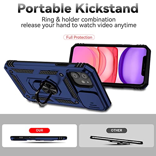 for iPhone 11 Case,with Screen Protectors and Camera Cover,[Military Grade] 16ft.Drop Tested Cover with Magnetic Kickstand Protective Case for iPhone 11 6.1 inch, Blue - color: Blue