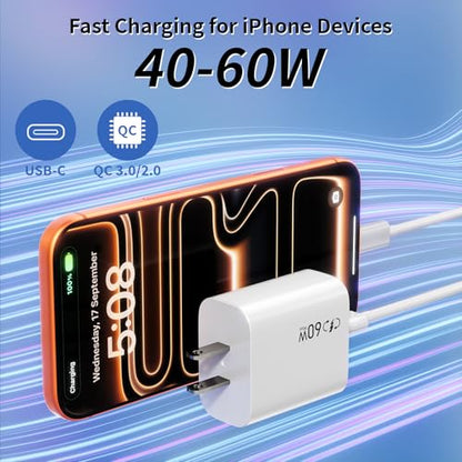 [Apple MFi Certified]Apple iPhone 17e 16 15 Charger Block,2Pack 40-60W USB C Charging Plug Power Adapter USB C Block Quick Charging for iPhone 17 Air/17 Pro Max/16e/16 Pro/15 Pro Max/14/13/12/11/iPad