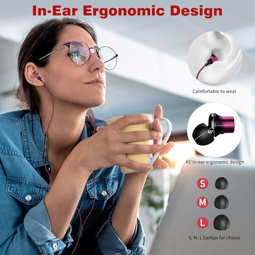 COOYA USB C Headphones Wired Earbuds for iPhone 18 Pro Max 17 16, BlackRed - color: BlackRed