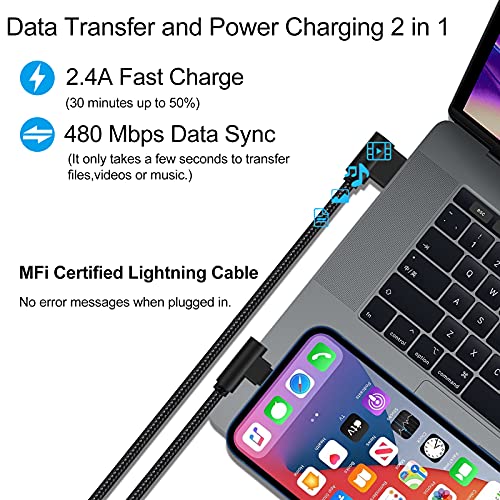 iPhone Charger 3 feet MFi Certified 90 Degree Lightning Cable 3 Pack - size: 3 FT