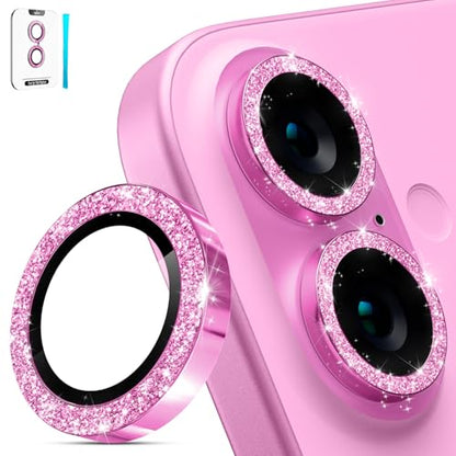 imluckies for iPhone 16 / iPhone 16 Plus Camera Lens Protector, AR+AF Tempered Glass 9H Anti-Scratch Metal Individual Lens Cover, HD Clear Camera Accessories, Glitter Pink - color: Glitter Pink