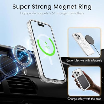 I&H for iPhone 15 Pro Max 6.7 inch Case Crystal Clear Non-Yellowing, Shockproof, Anti-Scratch, Transparent Hard Back Cover with Soft Bumper - size: For iPhone 15 Pro Max