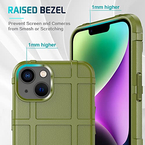 Rugged Shield 8ft Drop Proof TPU Thick Armor Tactical Protective Case Compatible with iPhone 14 (6.1 inches) - Army Green - color: Army Green, size: iPhone 14