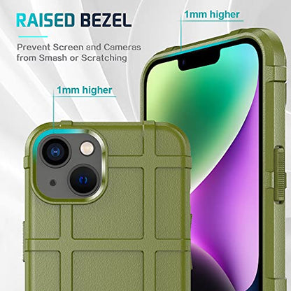 Rugged Shield 8ft Drop Proof TPU Thick Armor Tactical Protective Case Compatible with iPhone 14 (6.1 inches) - Army Green - color: Army Green, size: iPhone 14