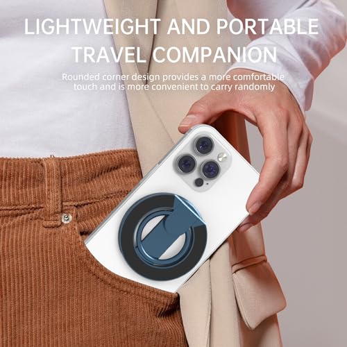 RESPECTED-BRO-Magnetic-Phone-Ring-Holder with Dual Rings, Compatible with iPhone 17/16/15/14/13/12, Multifunctional Stand for Desk,Office,Gym,Kitchen & All Metal Surfaces, Finger Loop Grip (Dark Blue) - color: Dark Blue