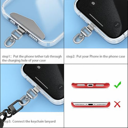 TENOC 360 Rotation Metal Phone Tether Tab, 2Pcs, Silver - color: 360° Rotation-silver