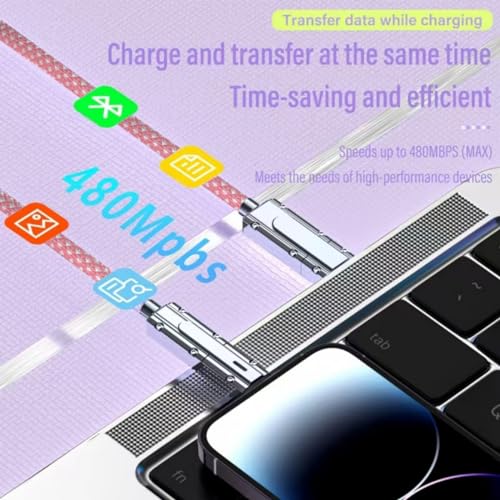 2 Pack USB C to C Cable 3.3ft-Fast Charger-Braided 4 in 1 Charging Cable - color: 4 Combinations Braided Pink