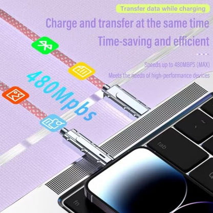2 Pack USB C to C Cable 3.3ft-Fast Charger-Braided 4 in 1 Charging Cable - color: 4 Combinations Braided Pink