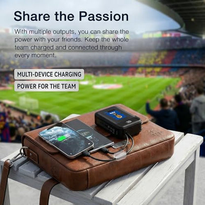 2026 FIFA Licensed Power Bank with Built-in Cable and Foldable Wall Plug, 22.5W 10000mAh Portable Charger, 3-in-1 Power Bank for iPhone 17, FIFA World Cup 2026 Official Merchandise, Blue USA Badge - color: Blue USA Badge