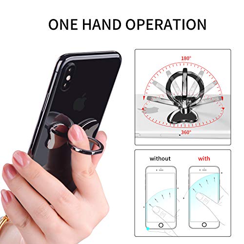 PZOZ Metal Cell Phone Finger Ring Stability Holder Back Stand Collapsible Hand Grip Knob Loop Car Mount Hook Kickstand 360 for iPhone Samsung Galaxy Mobile Cute Accessories (Black) - color: Black