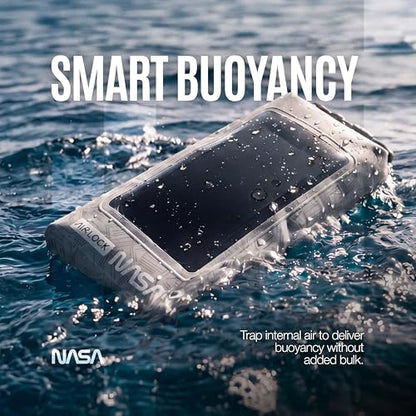 NASA Small Dry Bag with Integrated Waterproof Phone Pouch (Floating, IP68) | Full Phone Screen Control | Floats When Sealed | Detachable Shoulder Strap | Fully Submersible | Fits Phone, Keys & Cash - color: White