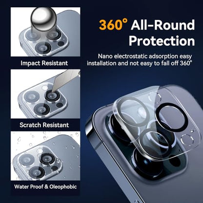 Camera Lens Protector for iPhone 16 pro 6.3 / iPhone 16 pro max 6.9,9H Tempered Glass，Ultra HD, Scratch Resistance Easy to Install，Case Friendly，[Does not Affect Night Shots] 3-Pack - size: iPhone16 pro/16pro max