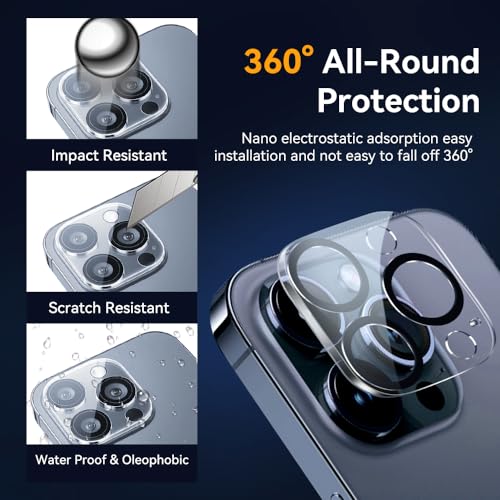 Camera Lens Protector for iPhone 15 Pro 6.1" ＆ iPhone 15 Pro Max 6.7",9H Tempered Glass，Ultra HD, Scratch Resistance Easy to Install，Case Friendly，[Does not Affect Night Shots] 3-Pack - size: iPhone 15 Pro 6.1/15 Pro Max 6.7