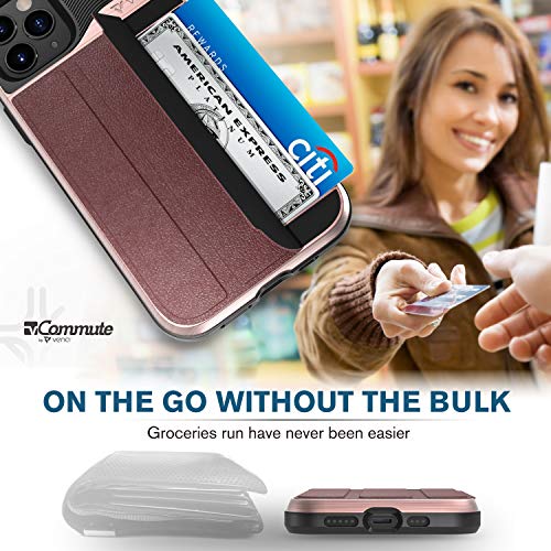 VENA vCommute Wallet Case Compatible with Apple iPhone 12 / iPhone 12 Pro (6.1"-inch), (Military Grade Drop Protection) Flip Leather Cover Card Slot Holder with Kickstand - Rose Gold - color: Red, size: iPhone 12/ 12 Pro