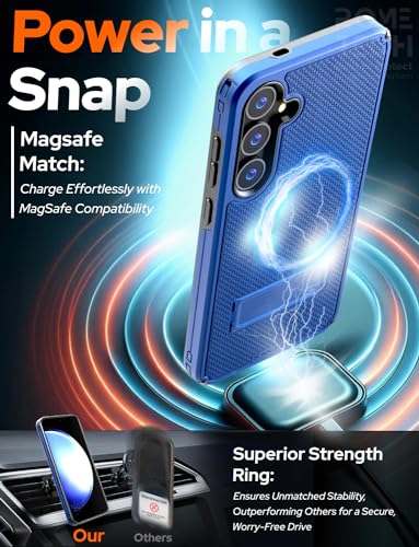 Designed for Samsung Galaxy S24 Plus Case with Belt Clip Holster | Rugged Cover with Strong Magnet & Kickstand Heavy Duty Combo - Navy Blue - color: Navy Blue, style: Galaxy S24 Plus