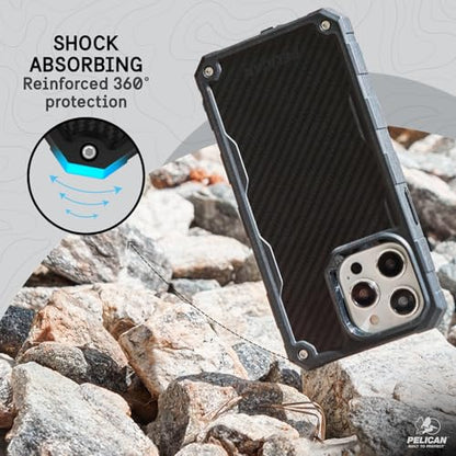 Pelican Shield iPhone 15 Pro Max Case - Rugged MagSafe Phone Case - Black | Magnetic Phone Case w/21ft Military Grade Drop Protection - Phone Cover w/ Belt Clip Holster Kickstand for iPhone 15 Pro Max - color: Shield Black, style: MagSafe