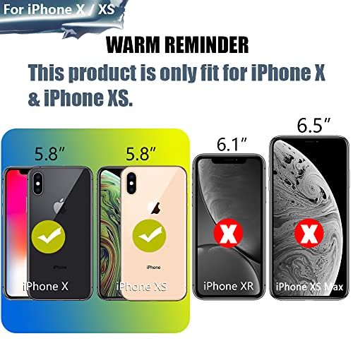 Battery Case for iPhone X & iPhone Xs, 5000mAh Rechargeable Extended Battery Charging Charger Case, Add 2X Extra Juice, Support Wired Headphones (5.8 inch) Black