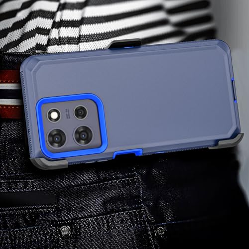 Shockproof Phone Case for Motorola Moto G Power 5G 2025/Moto G Play 2025 with Belt Clip Holster,Rugged Full-Body Protective Case Cover with Kickstand & Holster (Navy Blue) - color: Navy Blue