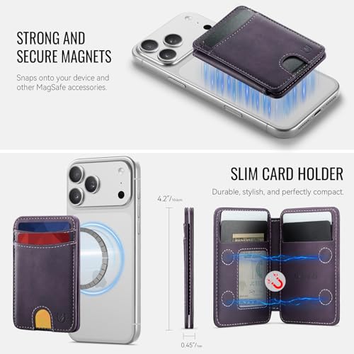 for Magsafe Wallet Magnetic RFID Blocking Card Holders, Retro Purple - color: Retro Purple