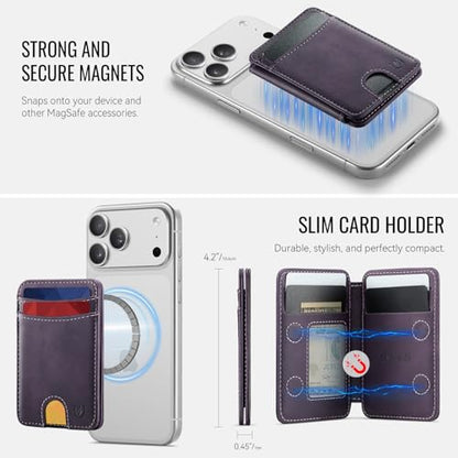 for Magsafe Wallet Magnetic RFID Blocking Card Holders, Retro Purple - color: Retro Purple