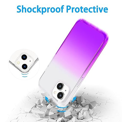 JJGoo Compatible with iPhone 13 Case Clear Soft Transparent Shockproof Protective Slim Thin Bumper Phone Cover, Gradient Purple - color: Gradient Purple