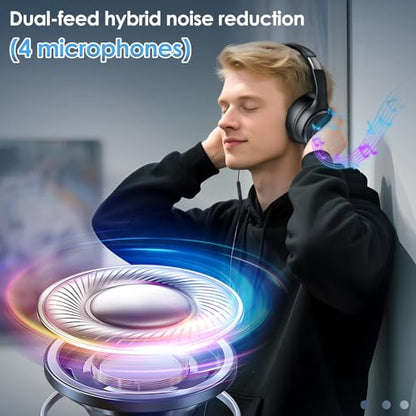 USB C Wired Headphones Active Noise Canceling Headphone Over Ear-Black - color: Black