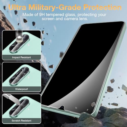2+2 Pack for Samsung Galaxy A26 Privacy Screen Protector & Camera Lens Protector, Anti Spy Shatterproof Tempered Glass Film with Easy Installation Frame, Bubble Free Case Friendly - size: Samsung Galaxy A26