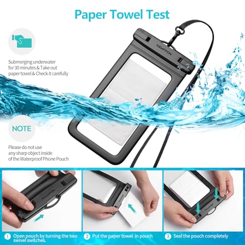 6 Pack 8.5“ Waterproof Cell Phone Pouch - Underwater Dry Bag Case Lanyard - Water Proof Clear Holder Protector for iPhone 17 16 15 Pro Max Plus Samsung Galaxy S25 S24 Ultra Note for Beach Swimming - color: 6 Pack Blue