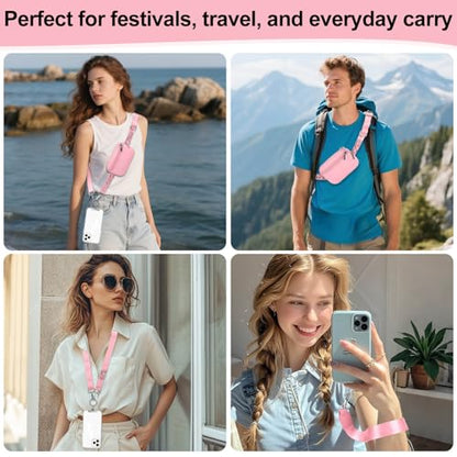 Phone Lanyard Crossbody with Detachable RFID Wallet (Pink) - color: Pink, size: Medium