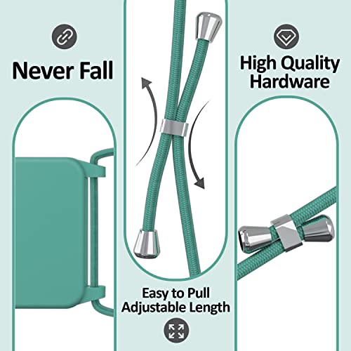 Crossbody Lanyard Strap Case for iPhone 14 Pro Max, Neck Cross Body, Adjustable Holder Removable, Drop Protection Shockproof,Hands-Free Silicone Case 6.7 inch,150 cm Strap, iP14PM-Pine Green - color: Pine Green