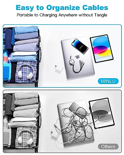 Multi Charging Cable 3A, Retractable Car Charger Cord for Multiple Devices