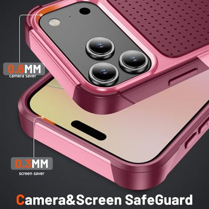 Designed for iPhone 17 Pro Max Case 2 in 1 Gift Militay Grade Drop Protective Rugged Heavy Duty Cover Shockproof Case for iPhone 17 Pro Max Phone Case for Women Men Boy Girl (Pink) - color: Pink