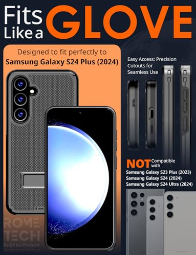 Designed for Samsung Galaxy S24 Plus Case with Belt Clip Holster | Rugged Cover with Strong Magnet & Kickstand Heavy Duty Combo - Black - color: Black, style: Galaxy S24 Plus