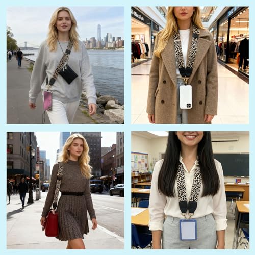 1Pack Canvas Phone Strap Crossbody Phone Strap Adjustable Anti Theft phone Lanyard for Women Phone Bags ID Cards - color: Leopard
