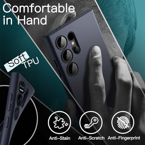 JETech Slim Case for Samsung Galaxy S24 Ultra, Dark Blue | Camera Lens Protection, Soft TPU Design, Matte Finish, Shockproof Protection - color: Dark Blue, size: S24 Ultra