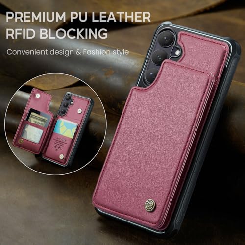 Kowauri for Samsung Galaxy S26 Case, PU Leather Wallet Case for Women Men with RFID Blocking Card Holder Slot Magnetic Closure Shockproof Protective Phone Cover for Samsung Galaxy S26 (Red) - color: Red