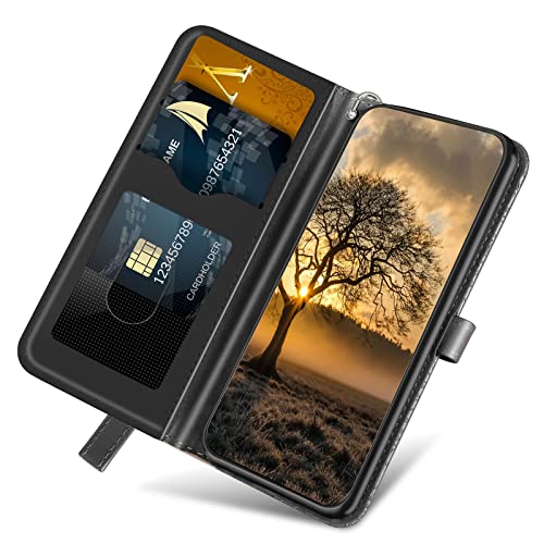 Wallet Case for Google Pixel 6A with Card Holder/Slot,PU Leather Folio Flip Shell [Kickstand][Magnetic Closure][Wrist Strap] Shockproof Cover Fit Google Pixel 6A, Black - color: Black, size: Google Pixel 6A