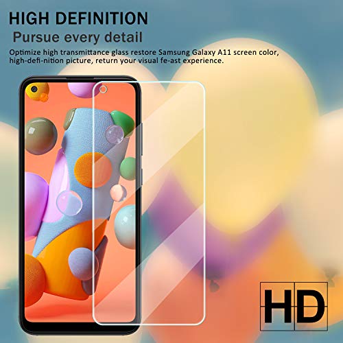 Galaxy A11 HD Clear Tempered Glass Screen Protector + Camera Lens Protectors, [2+2 Pack] [3D Glass] [Anti-Glare] [Bubble-Free] Screen Protector Glass For Samsung Galaxy A11 - size: Galaxy A11